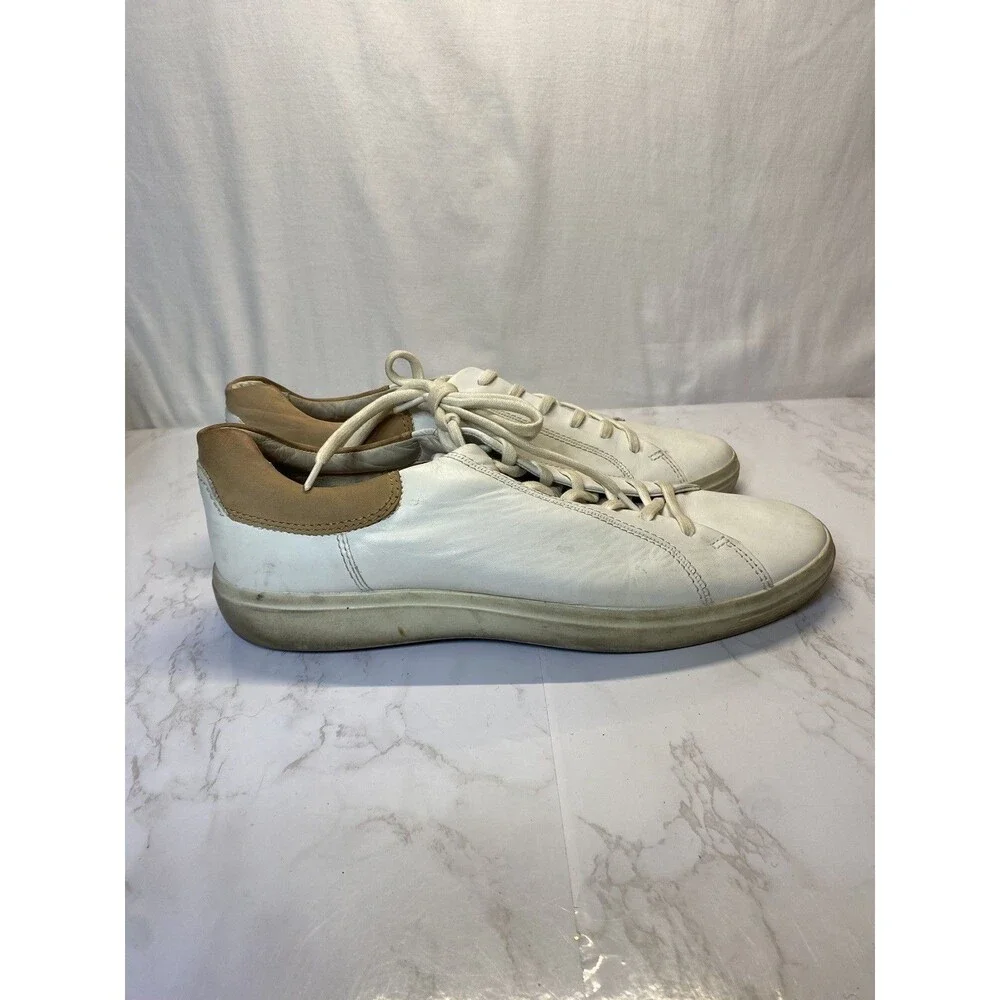 Ecco White Lace Up Leather Sneakers 11 M